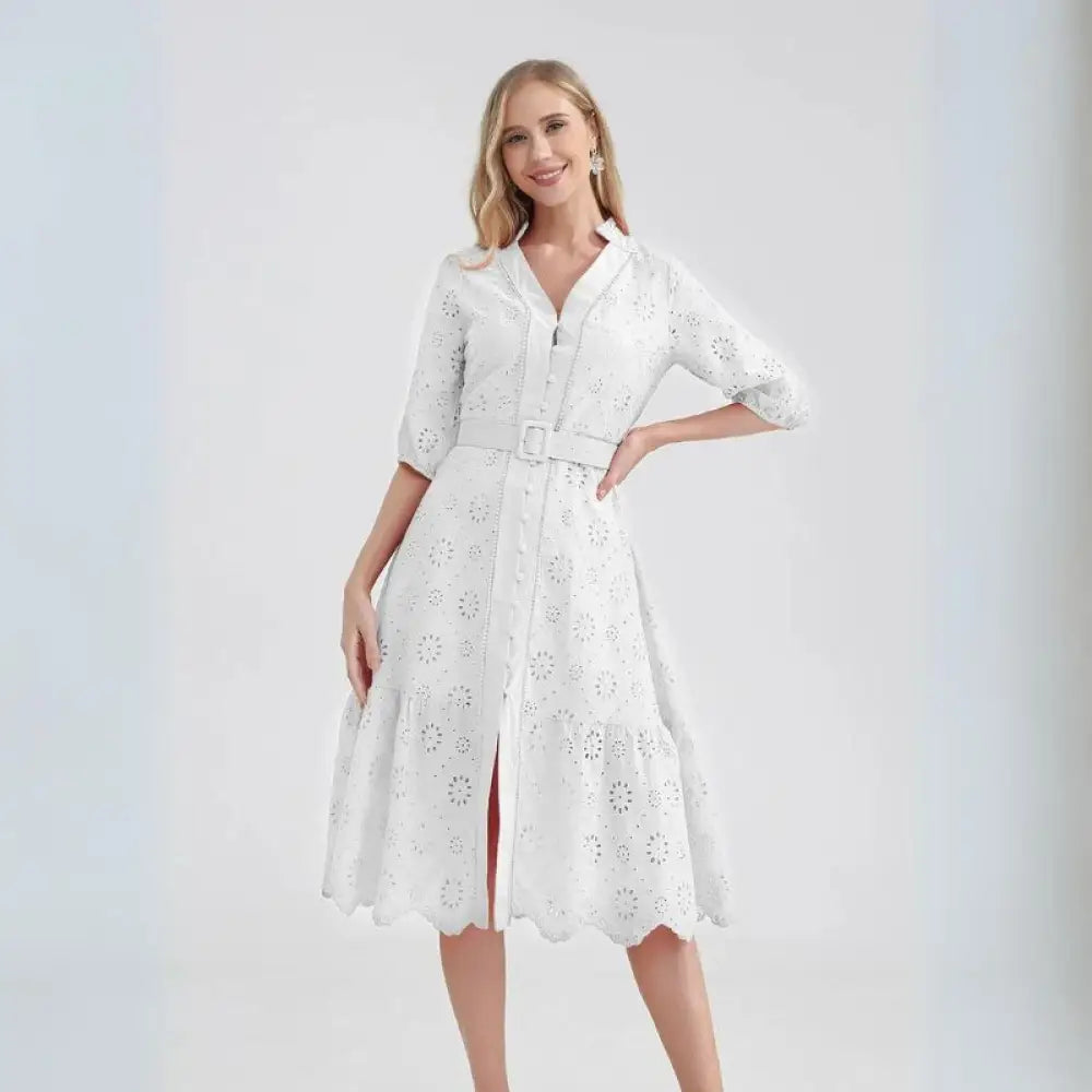 Vestido Laise Midi Jolie Branco / P Vestido Laise Midi Jolie