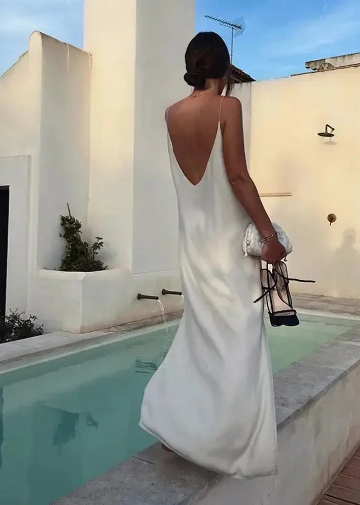 Vestido Longo Cetim Branco