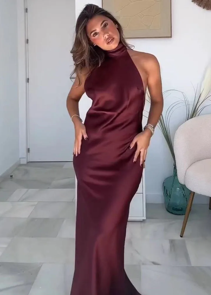 Vestido Longo Cetim Fenix