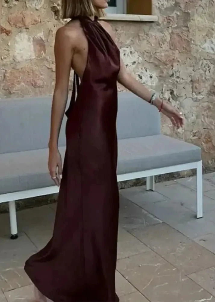 Vestido Longo Cetim Fênix