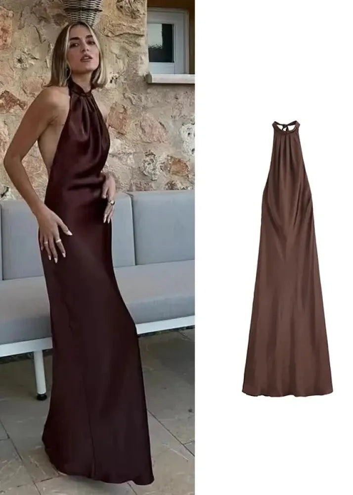 Vestido Longo Cetim Fênix