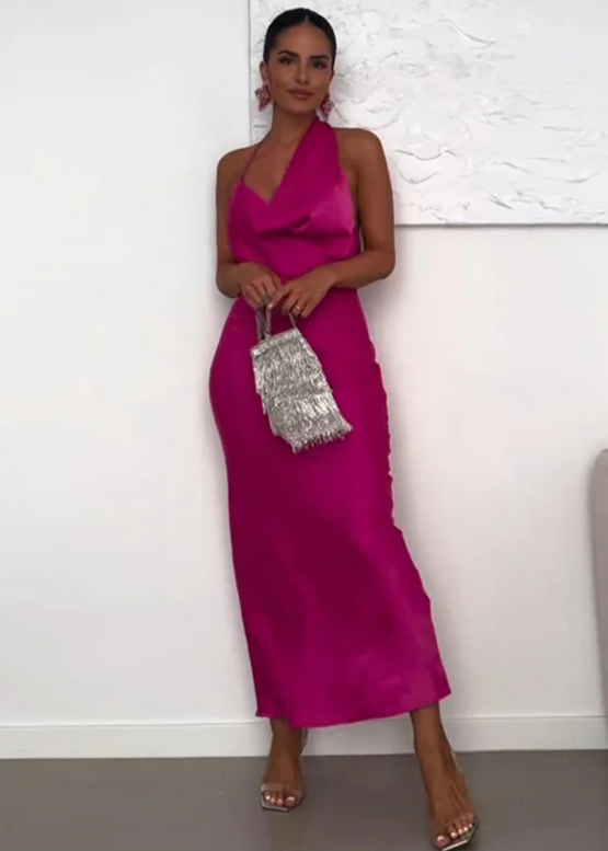 Vestido Longo Cetim Jade