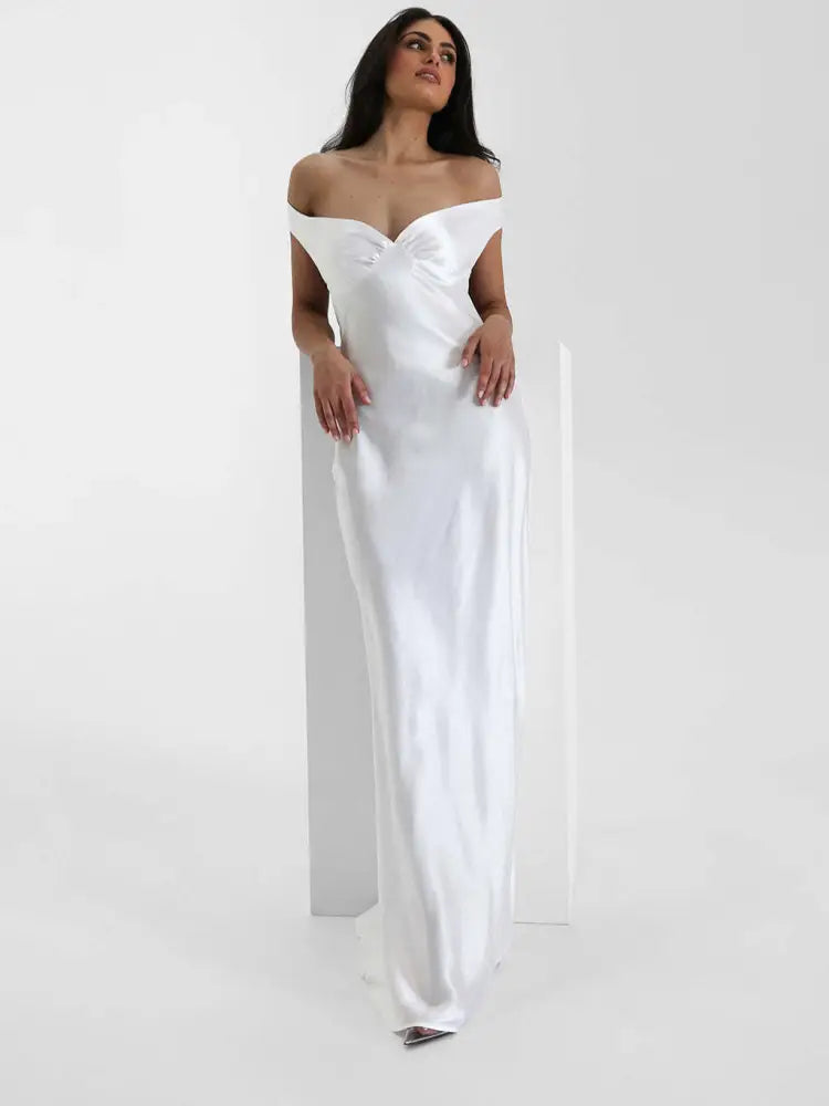 Vestido Longo Cetim Ombro a Ombro Manaira Preto / P Vestido Longo Cetim Ombro a Ombro Manaira