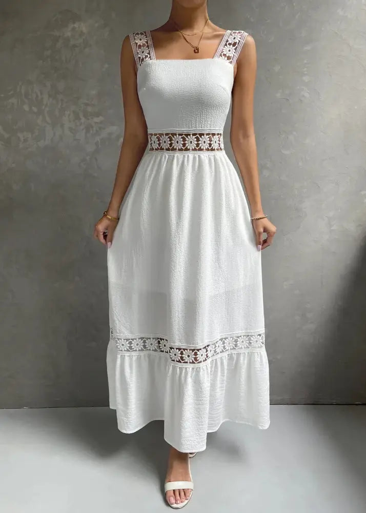 Vestido Longo Com Renda Jolie Branco / Pp