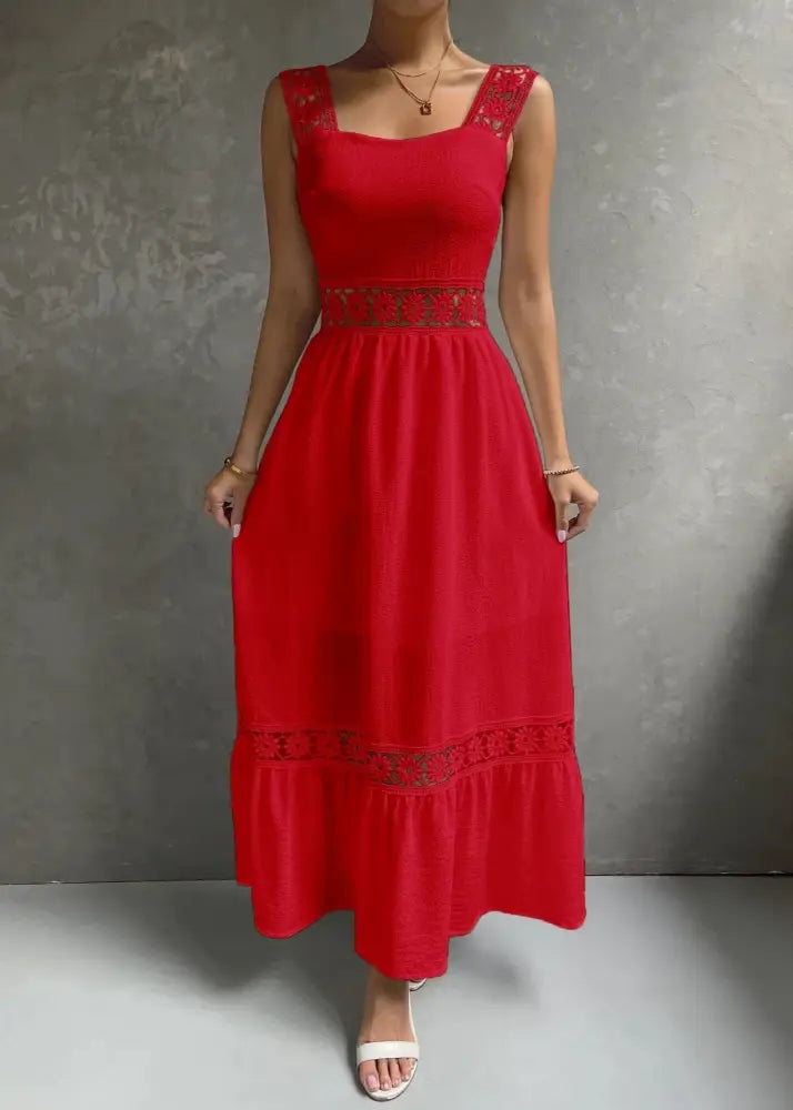 Vestido Longo Com Renda Jolie Vermelho / Pp
