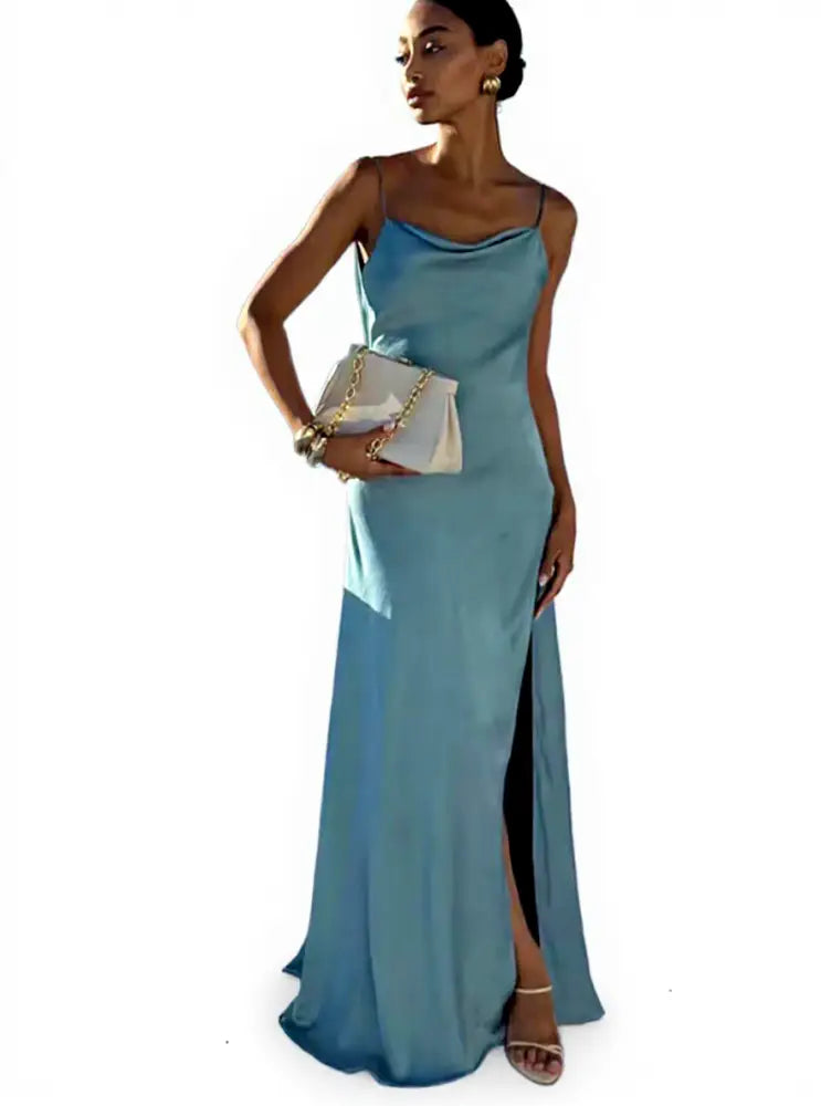 Vestido Longo Fluido Marina Azul / P Vestido Longo Fluido Marina