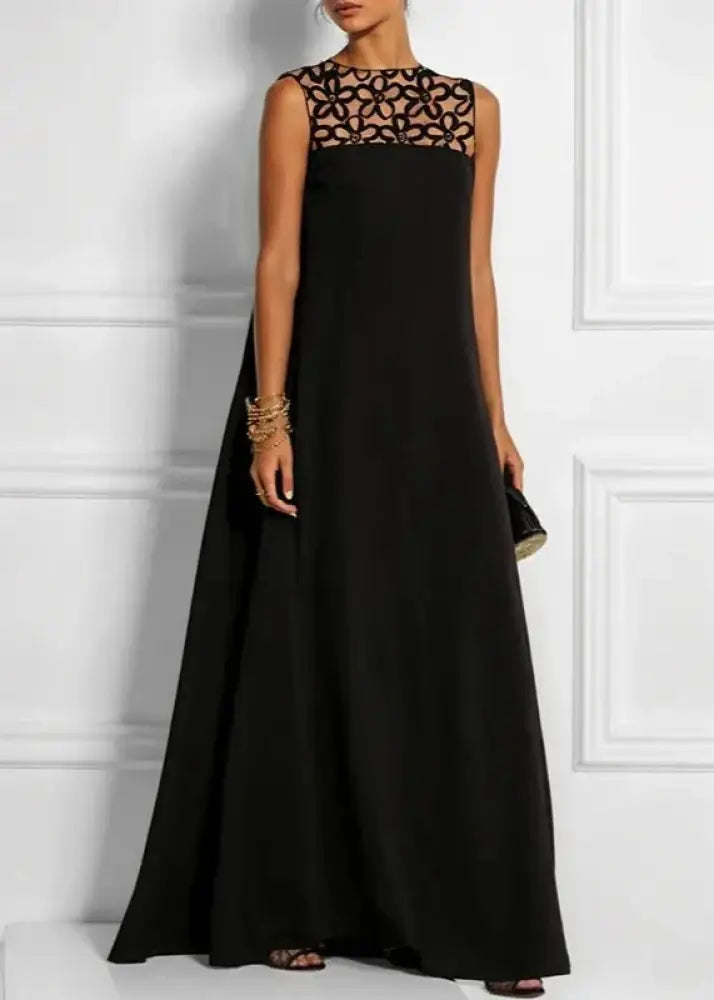 Vestido Longo Preto Com Renda Even / P