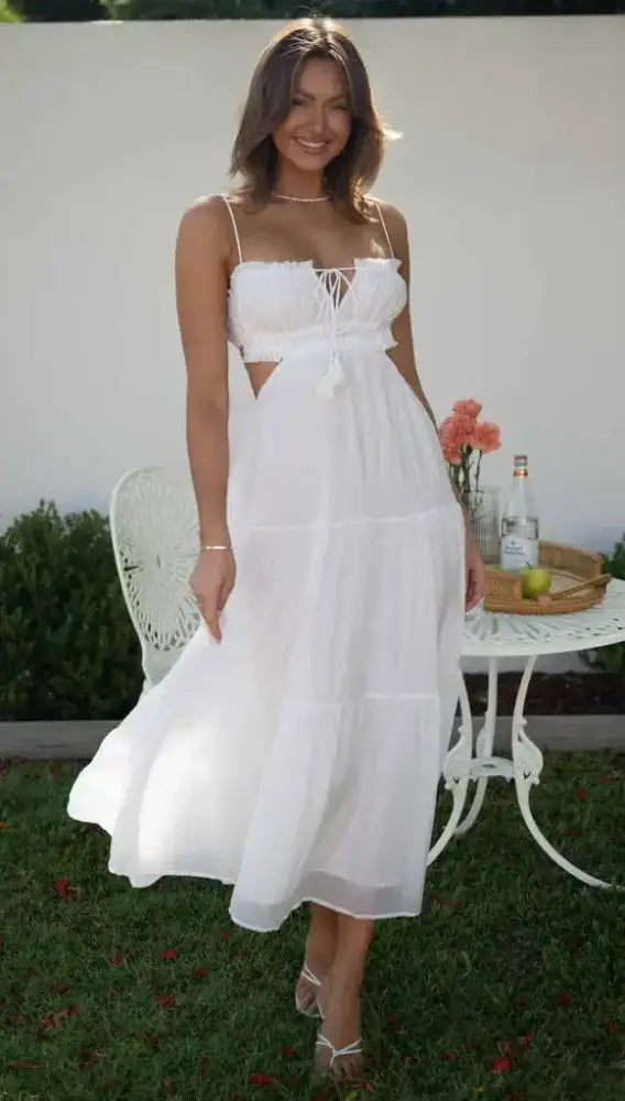Vestido Longo Verão Floridol Branco / P