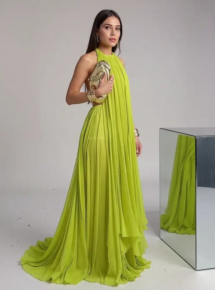 Vestido Longo Verde Neck Única / P Vestido Longo Neck