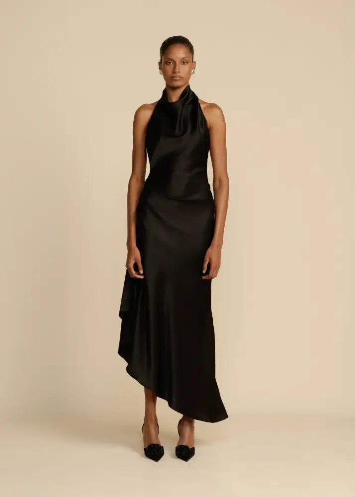 Vestido Midi Cetim Solane Preto / PP Vestido Midi Cetim Solane