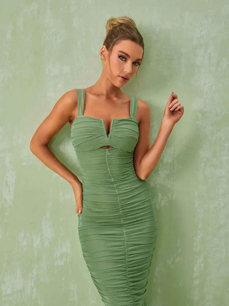 Vestido Midi Drapeado Malone Vestido Midi Drapeado Malone