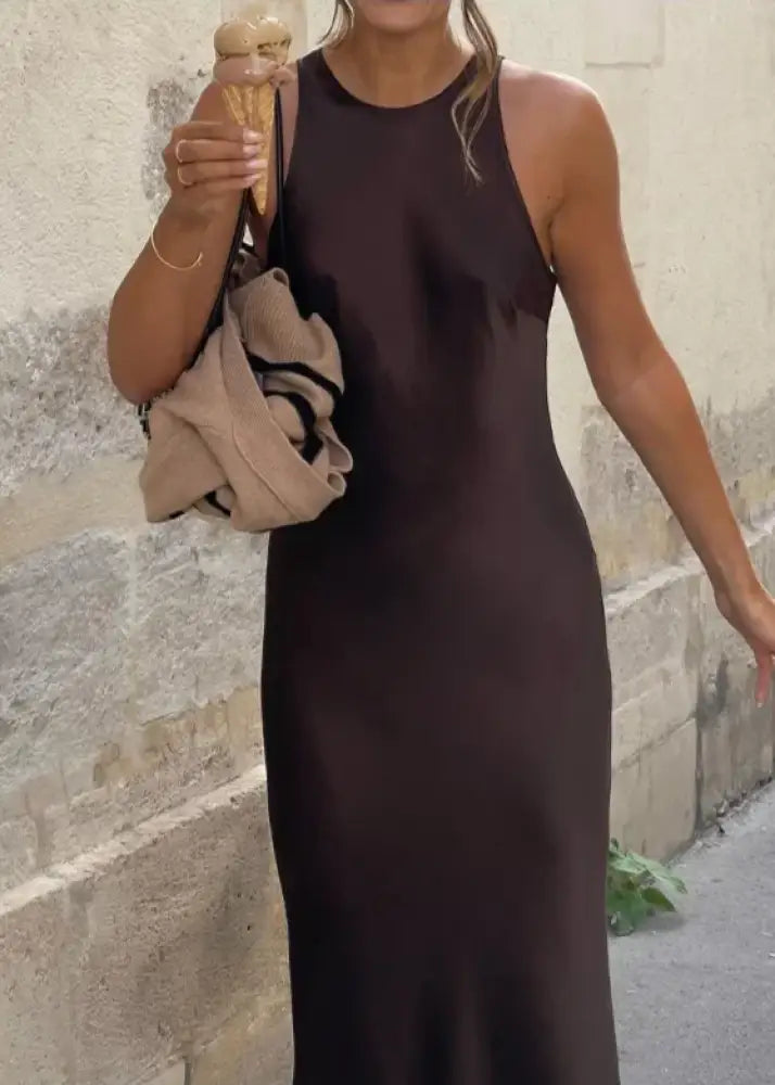 Vestido Midi Elegante Satin Minimalista