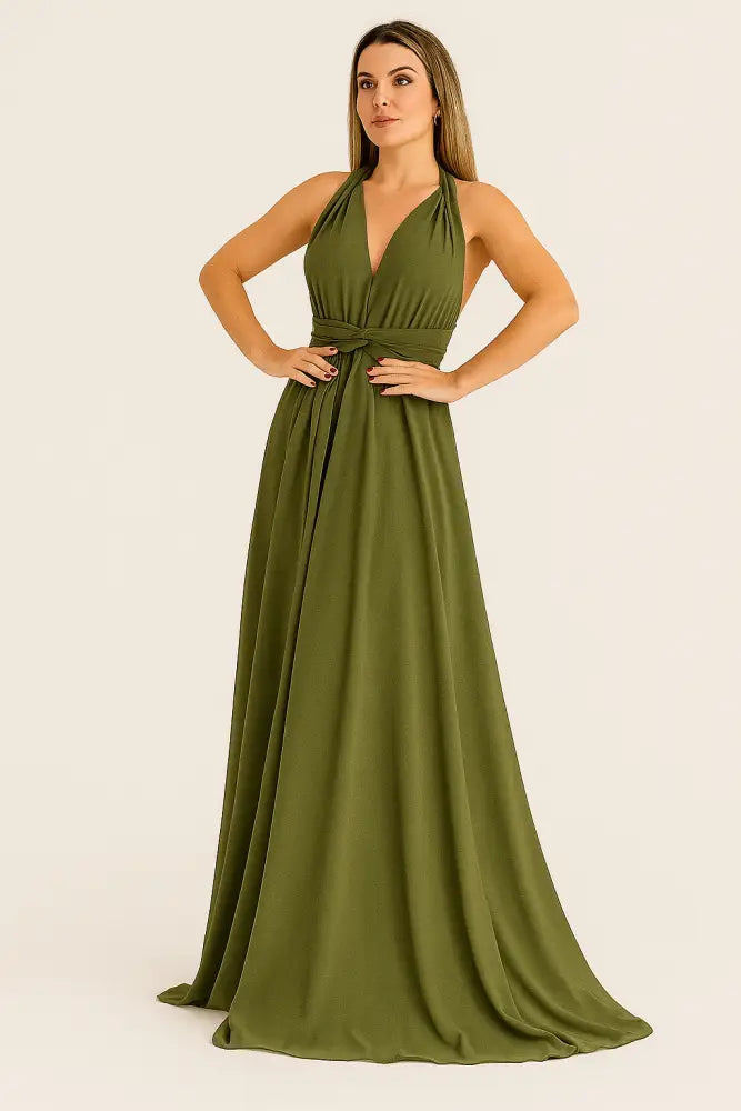 Vestido Multiformas Longo Vérsati Verde Oliva / P 36/38 Vestido Multiformas Longo Vérsati