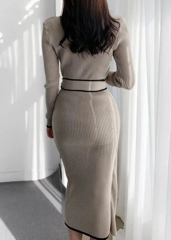 Vestido Tricot Canelado Elegance