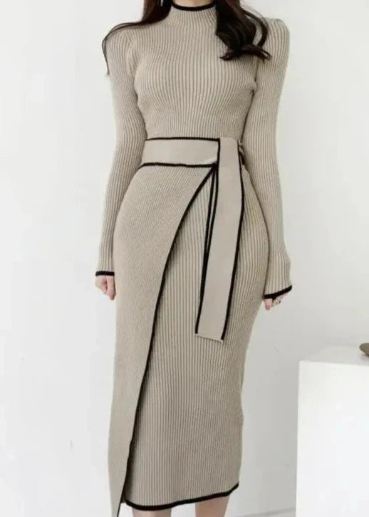 Vestido Tricot Canelado Elegance