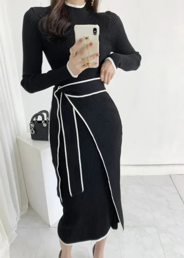 Vestido Tricot Canelado Elegance