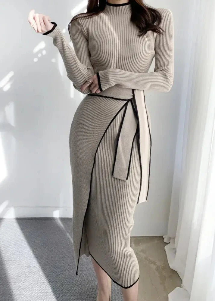 Vestido Tricot Canelado Elegance