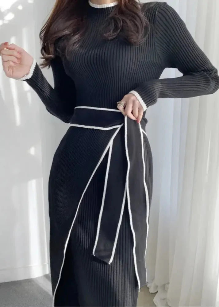 Vestido Tricot Canelado Elegance