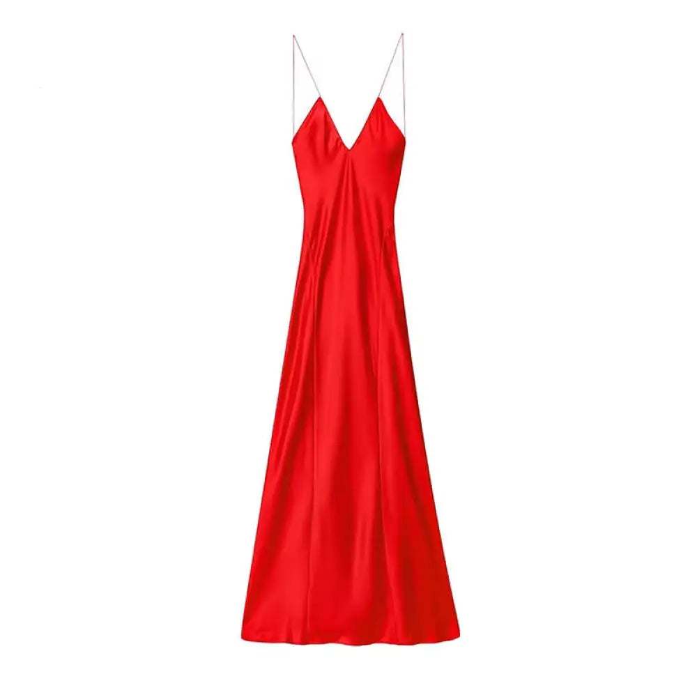 Vestido Vermelho Natal Jaspe Vestido Longo Cetim Vermelho Jaspe