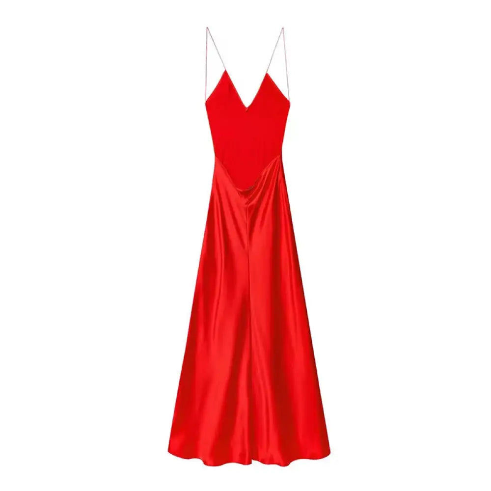 Vestido Vermelho Natal Jaspe Vestido Longo Cetim Vermelho Jaspe